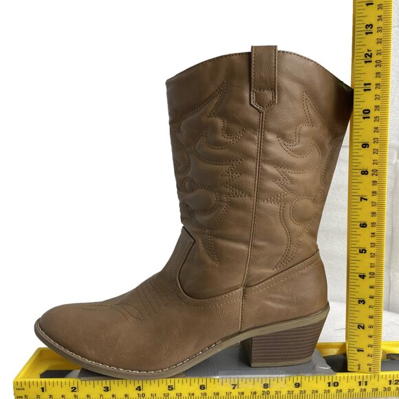 Charles Albert Women's Tan Brown Faux Leather Western Cowboy Cowgirl Size 8 - Picture 10 of 12